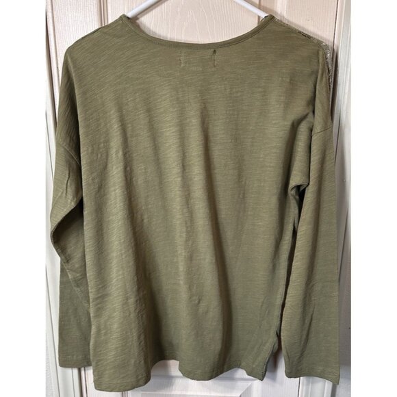 NWT B. Boutique By Evergreen Womens Med Green Long Sleeve Boho Embroidered Top - Picture 2 of 6